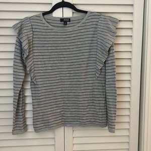 A.n.a Ruffle Shoulder Striped Sweater